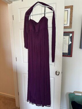 NWT DFI Los Angeles Plum Purple Maxi Dress Multi-Way with Scarf XXXL